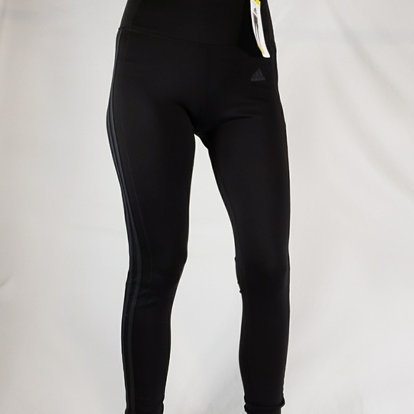 Adidas Ladies 3 Stripe Tights - Black/Carbon NWT! - Picture 3 of 8